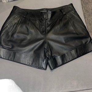 Black genuine leather shorts size 6